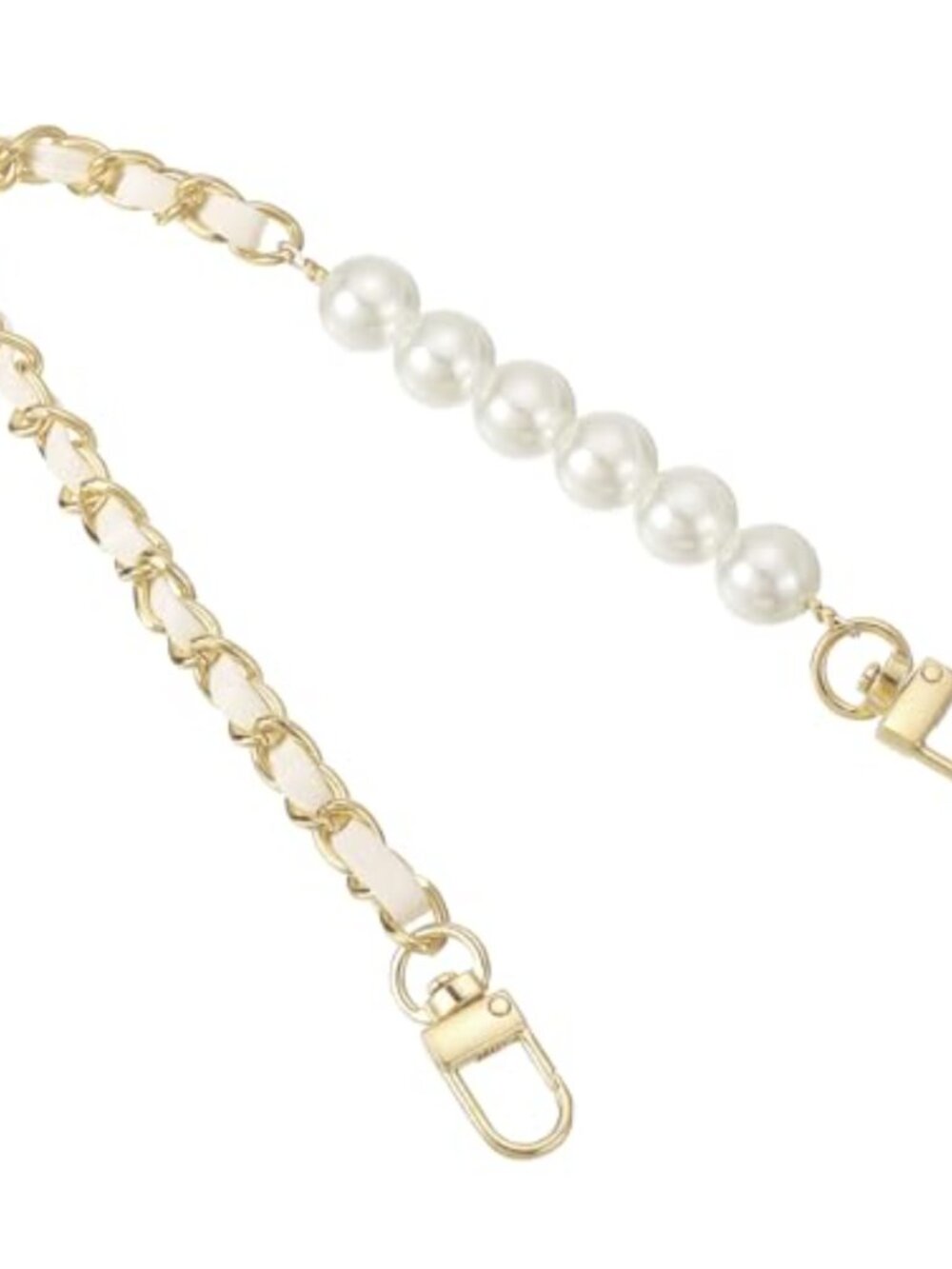 Leather Wristlet Strap Imitation Pearl Short Handle Purse Chain Replacement